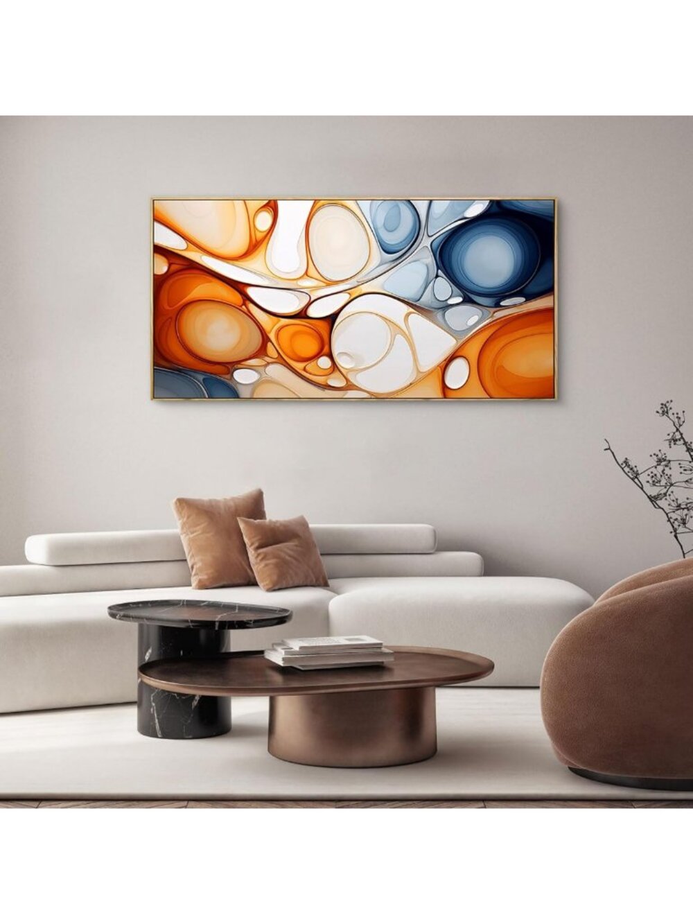 Vibrant Orange & Blue Abstract Wall Art - Modern Decor for Living Room, Office